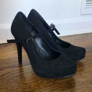 BCBG Suede Pointed Toe Platform Heels